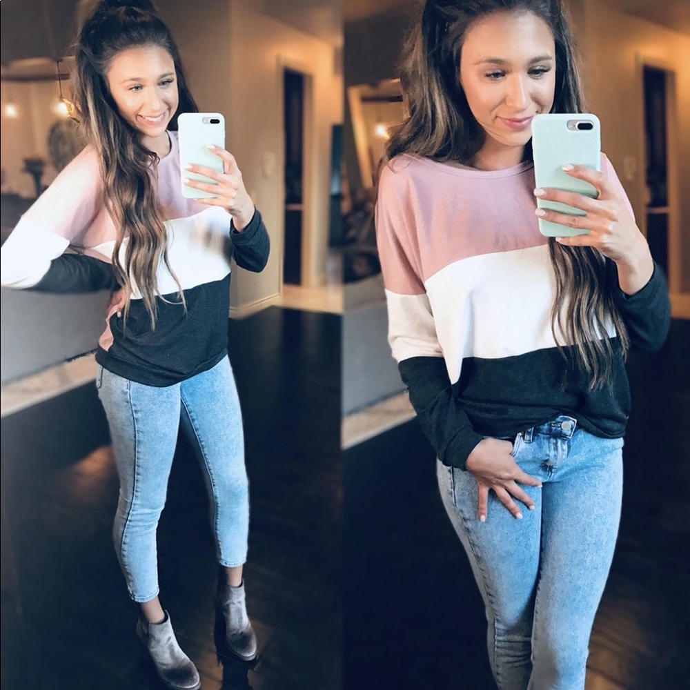 Ken Top Color Block in Dusty Rose